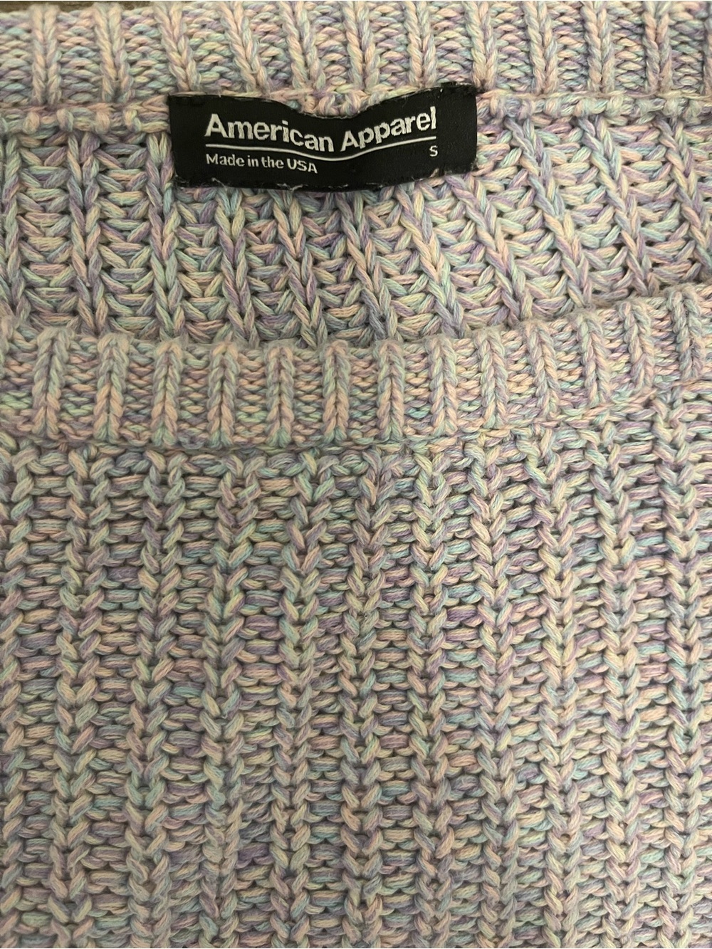 Vintage American Apparel Made in USA Pastel Rainbow Fisherman Knit Sweater S